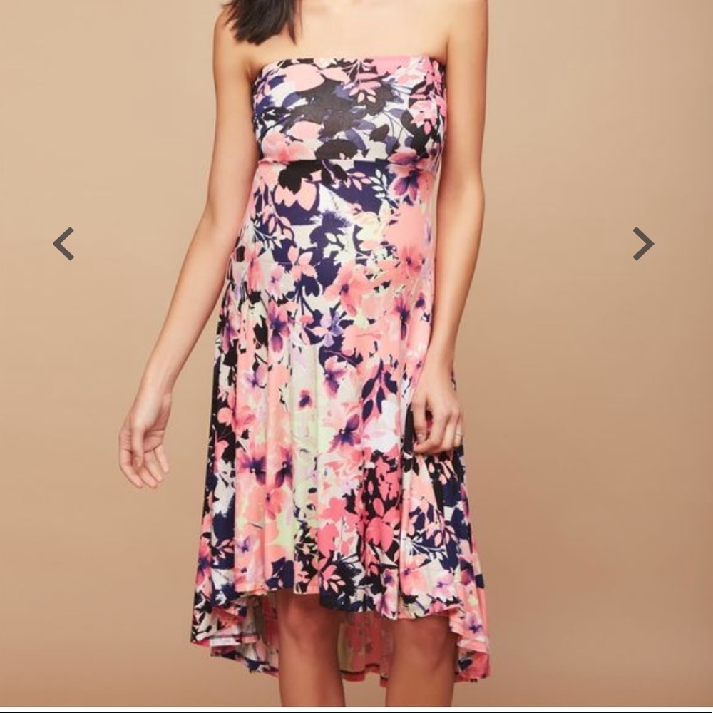 Strapless High-Low Hem Maternity Dress